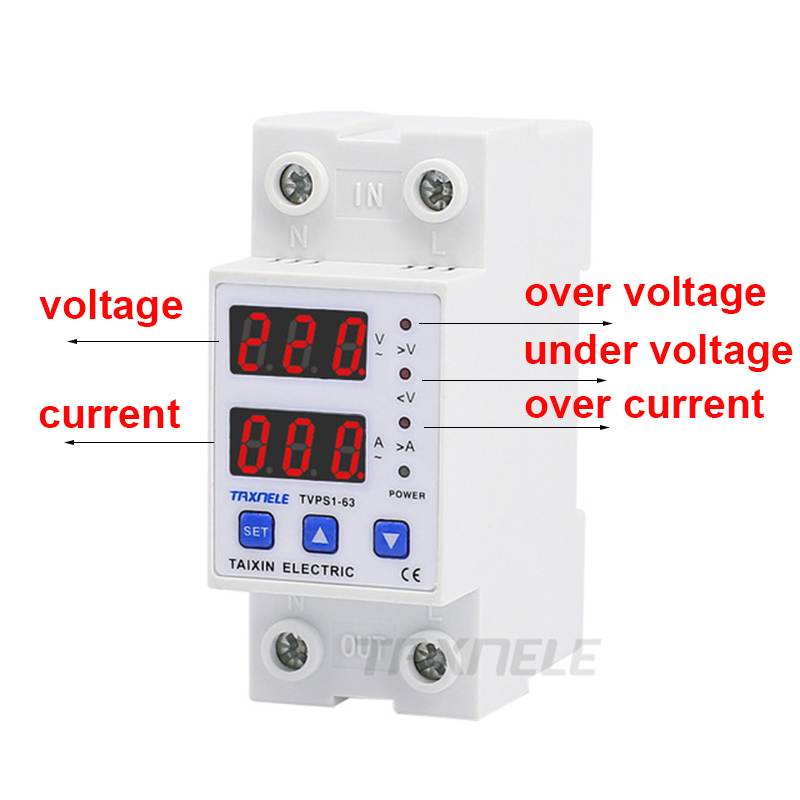 63A 230V Adjustable over under voltage protector